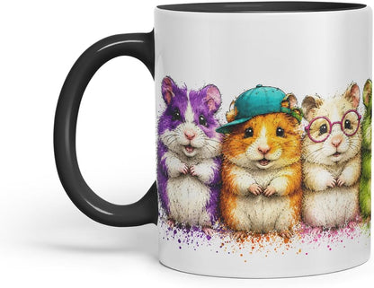 Vixar Hamster Mug – Cute Hamster Animal Coloured Ceramic Mug Cup Gift, 11oz (Black)