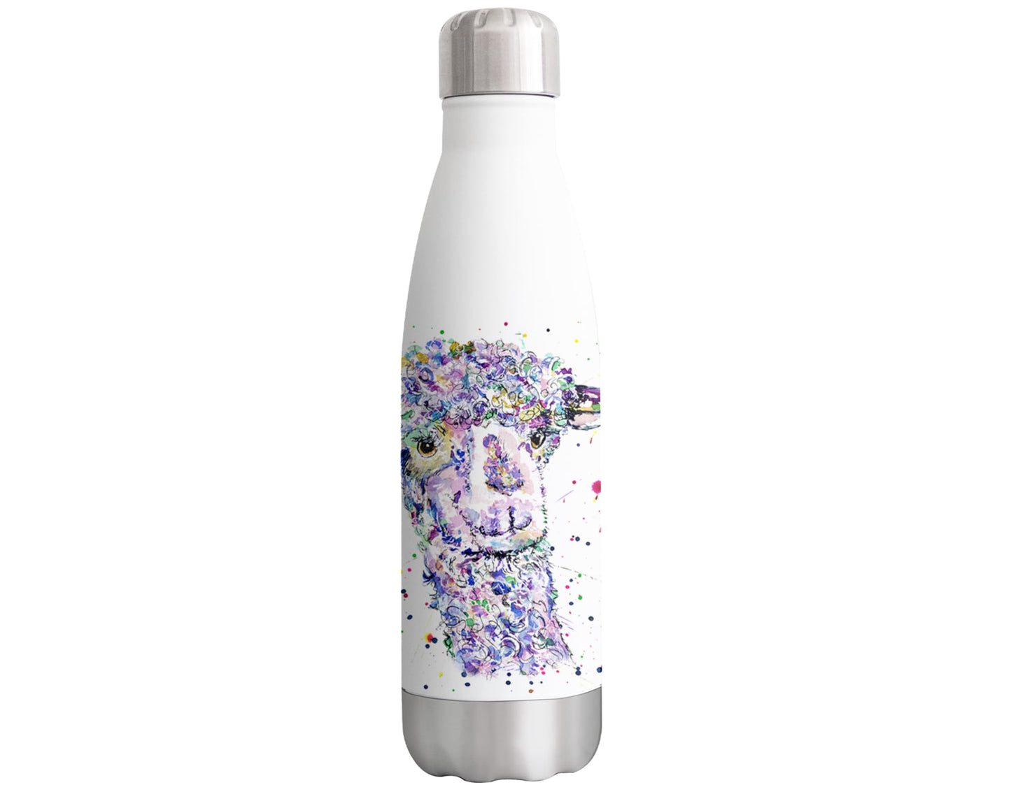 Vixar Llama alpaca farm Animals Watercolour Bottle double Wall insulated Stainless steel sport Drinks 500ml