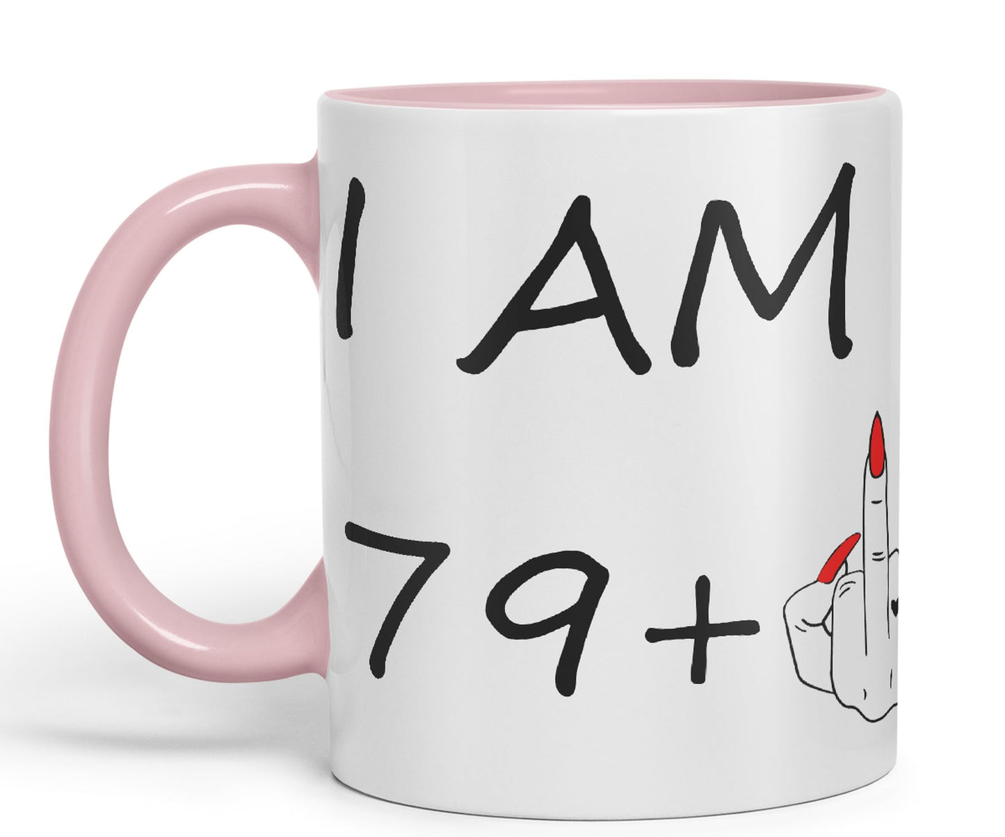 Vixar I am 79 + 1 Woman Hand Ceramic 330 ml, 11oz Coloured Mug Cup Gift Coffee Tea Happy Birthday Turning 80 Years Old as a Joke Celebration 80th Birthday Gift idea