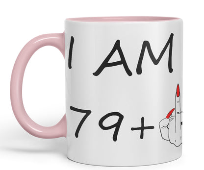 Vixar I am 79 + 1 Woman Hand Ceramic 330 ml, 11oz Coloured Mug Cup Gift Coffee Tea Happy Birthday Turning 80 Years Old as a Joke Celebration 80th Birthday Gift idea