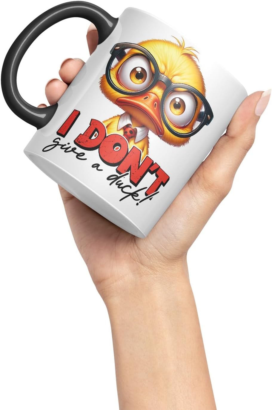 Vixar I Don’t Give a Duck! Coloured Ceramic Mug Cup 11oz Funny Sarcastic Gift (Black)