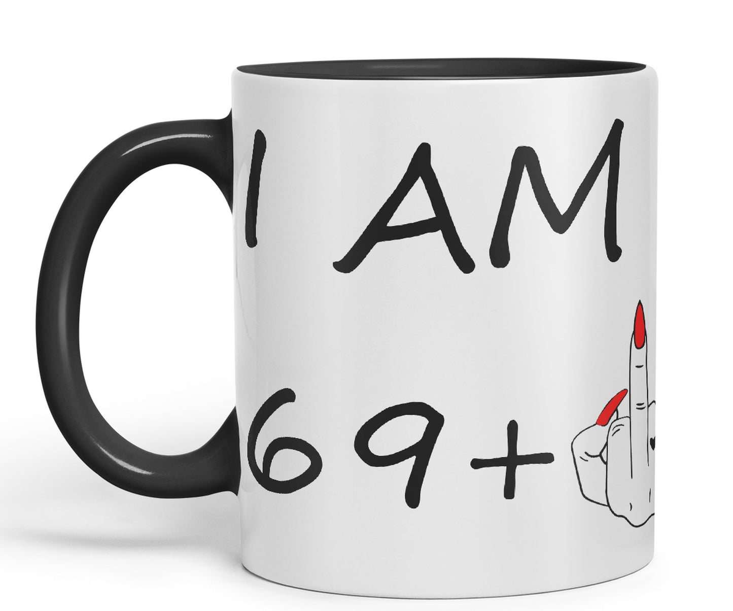 Vixar I am 69 + 1 Woman Hand Ceramic 330 ml, 11oz Coloured Mug Cup Gift Coffee Tea Happy Birthday Turning 70 Years Old as a Joke Celebration 70th Birthday Gift idea