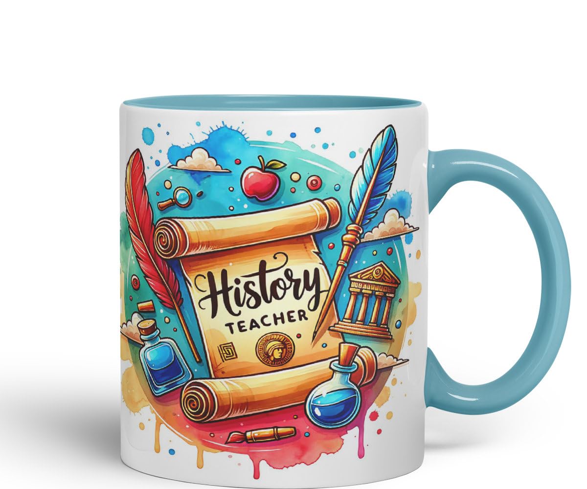 Vixar History Teacher Mug Thank You, End of School Gift Ceramic Coloured Mug Cup for Tea Coffee Hot Brew 330ml 11Oz Gift