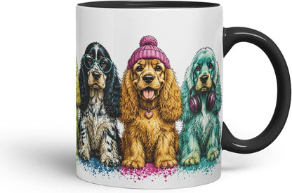 Vixar Cocker Spaniel Dog Mug – Cute Cocker Spaniel Coloured Ceramic Mug Cup Gift, 11oz (Black)