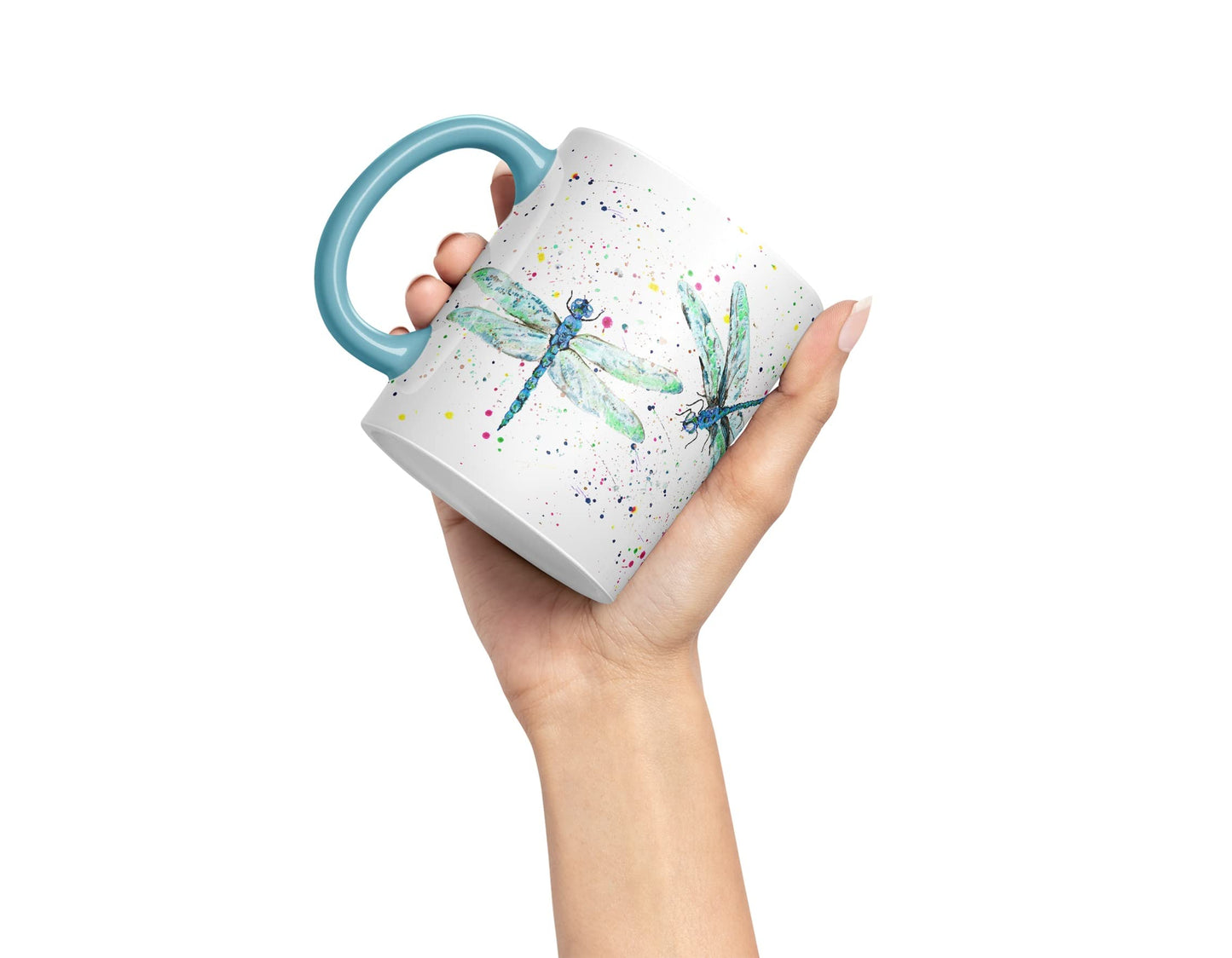 Vixar Dragonflies Dragonfly Insect Animals Watercolour Art Coloured Mug Cup Gift Birthday Work Office Tea Coffee