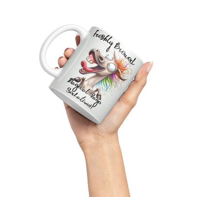 Fresh Brewed, Magical-Rage Sedalive!! Horse Joke sarkasm Sarcastic Ceramic Coloured Mug Cup for Tea Coffee Hot Brew 330ml 11Oz Gift