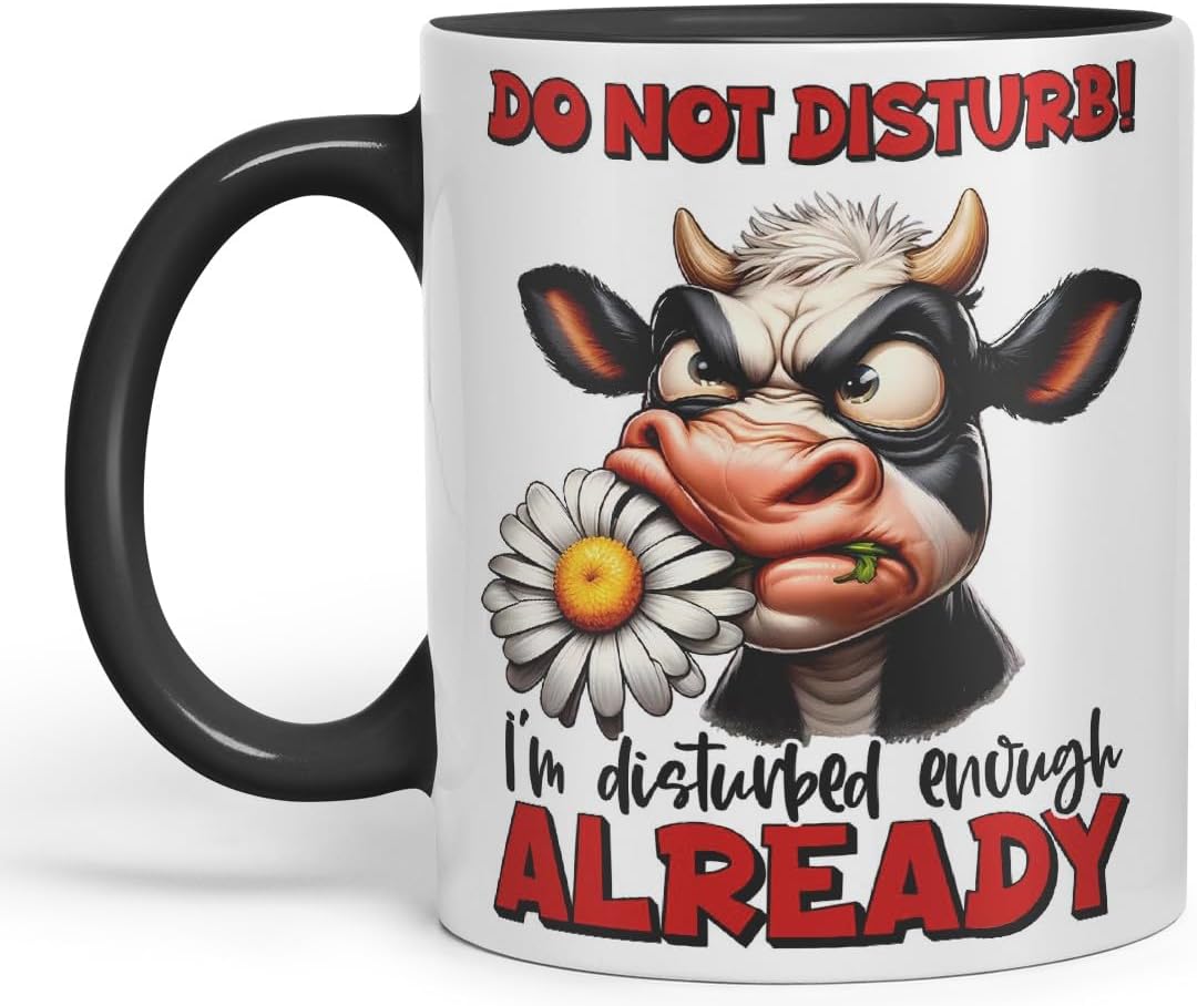 Vixar Do Not Disturb – I’m Disturbed Enough Already Coloured Ceramic Mug Cup 11oz Funny Sarcastic Gift (Black)