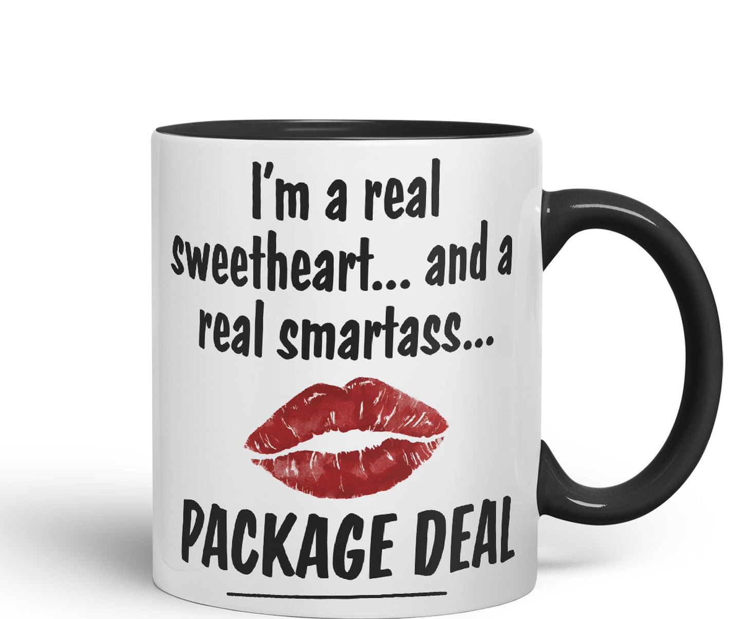 I'm a Real Seetheart … and a Real Smartass.. Package Deal Joke Sarcastic bee Ceramic Coloured Mug Cup for Tea Coffee Hot Brew 330ml 11Oz