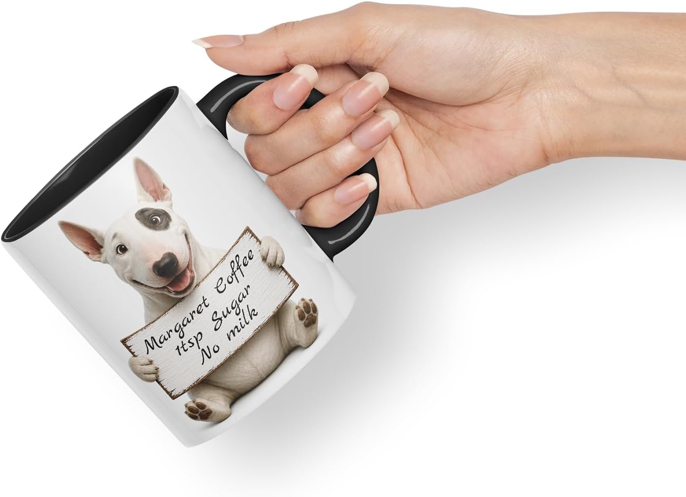 Vixar Personalised English Bulldog Dog Pet Mug with Name or Custom Message – Cute Animal Coloured Ceramic Mug Cup Gift, 11oz (Black)