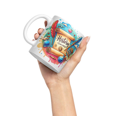 Vixar History Teacher Mug Thank You, End of School Gift Ceramic Coloured Mug Cup for Tea Coffee Hot Brew 330ml 11Oz Gift