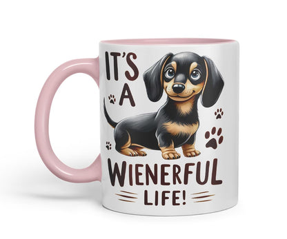 Vixar It’s A Wienerful Life Dachshund Dog Mug – Coloured Ceramic Mug Cup Gift, 11oz (Black)