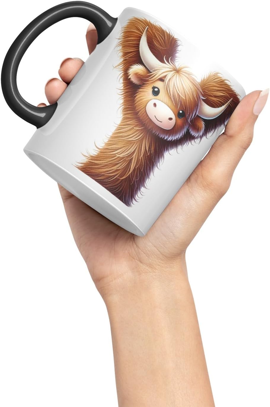Highland Cow Alphabet Monogram Coloured Ceramic Cup Mug Letter Y Rustic Farmhouse Animal Letter Gift V2 11oz (Black)