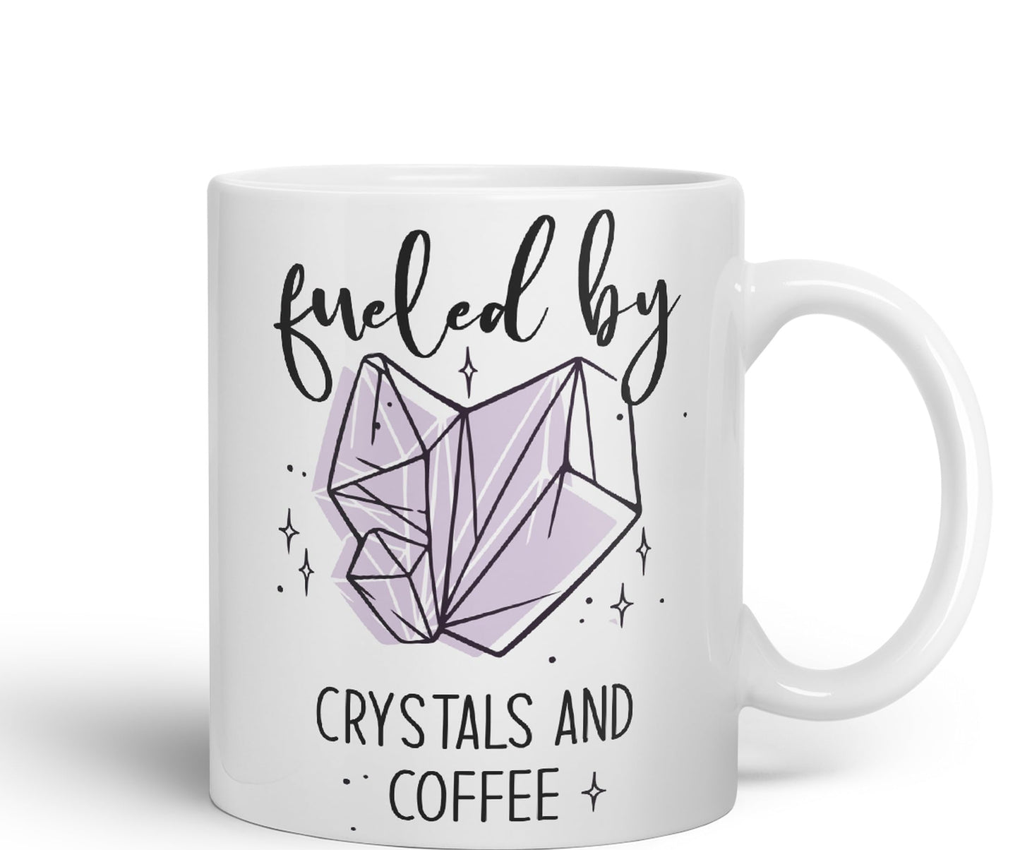 Fueled by Crystals Sugar and Coffee Sarcastic Joke Ceramic Coloured Mug Cup for Tea Coffee Hot Brew 330ml 11Oz