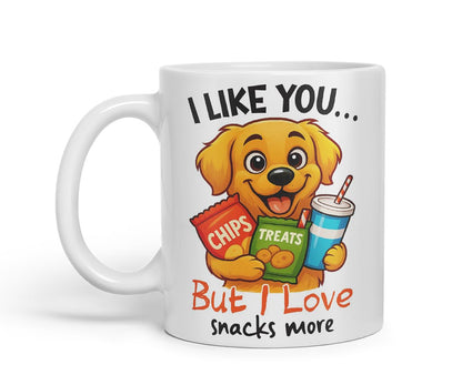 Vixar I Like You. But I Love Snacks More Golden Retriever Dog Mug – Coloured Ceramic Mug Cup Gift, 11oz (Black)