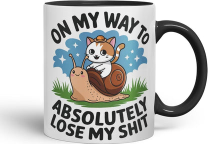 Vixar On My Way to Absolutely Lose My ** Sarcastic cat snailColoured Ceramic Mug Cup Gift, 11oz (Black)