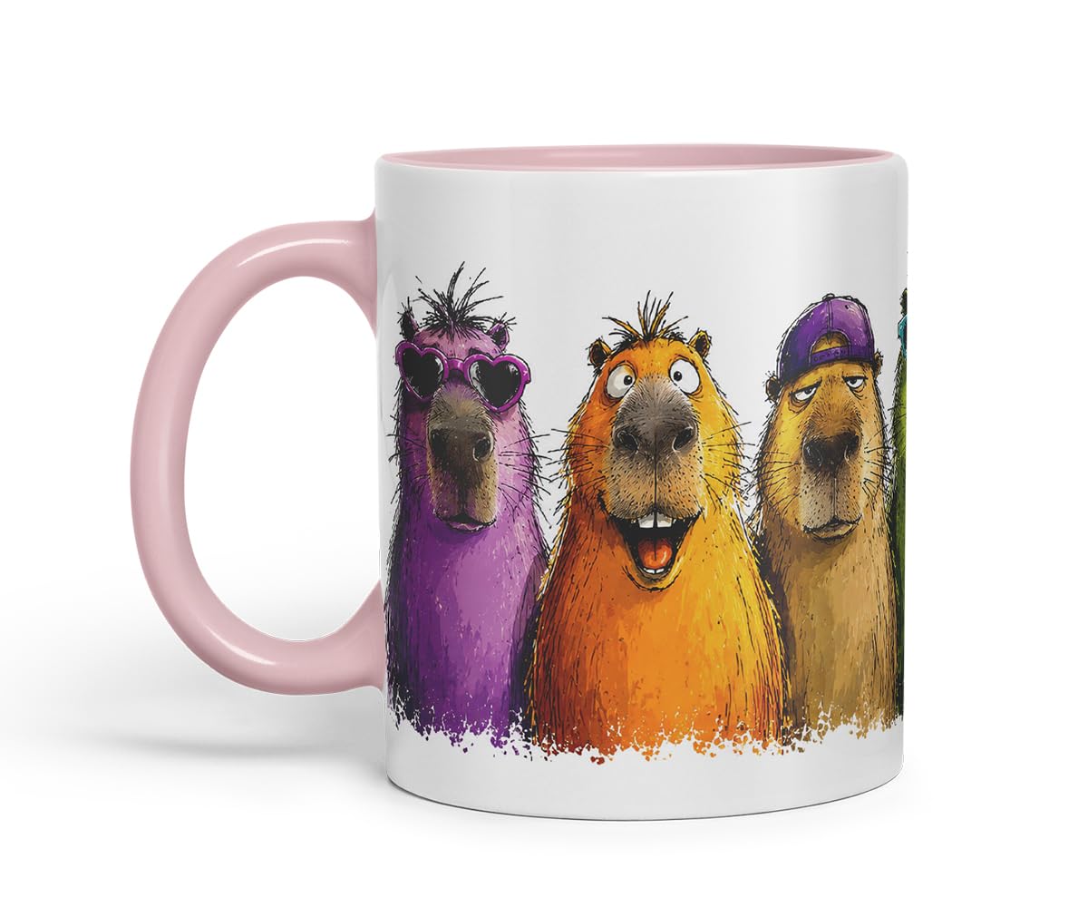 Vixar Funny Capybaras Mug – Cute Capybara Animal Coloured Ceramic Mug Cup Gift, 11oz (Black)