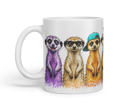 Meerkat Mug – Cute Meerkat Coloured Ceramic Mug Cup Gift, 11oz (Black)