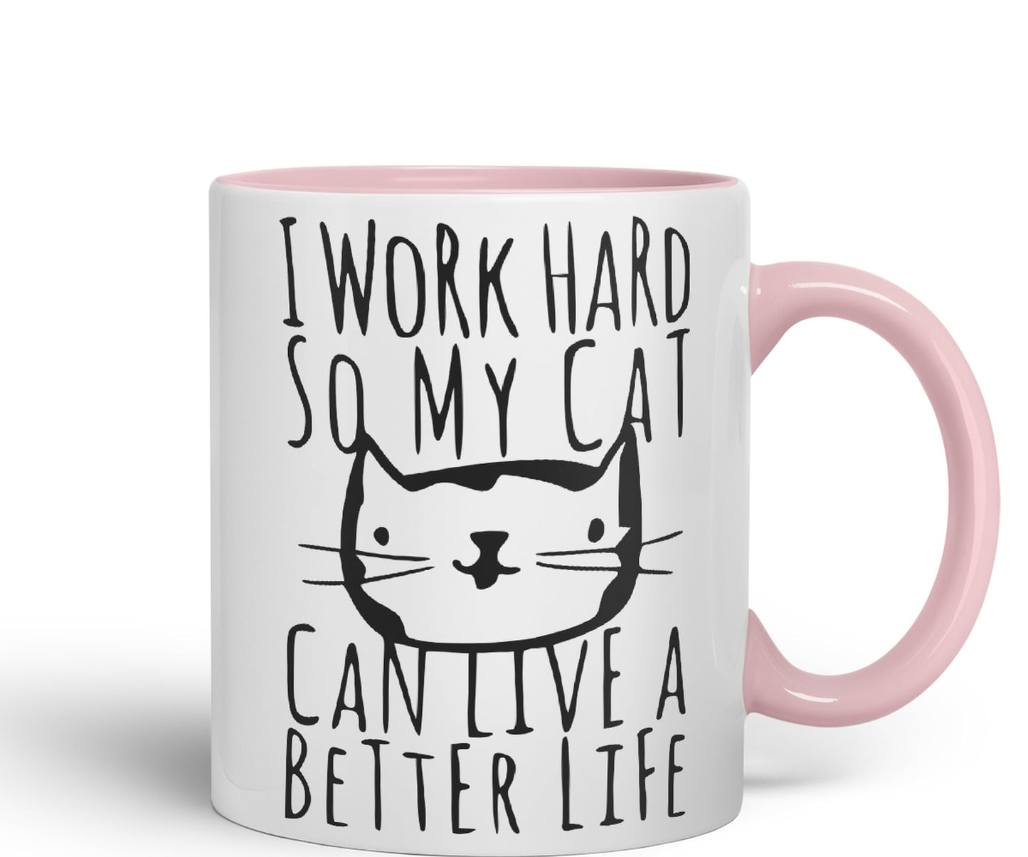 Vixar I Work Hard So My Cat Can Live A Better Life Cat Kitten Ceramic 330 ml Coloured Mug Cup Gift Tea Coffee Christmas Office Home Joke