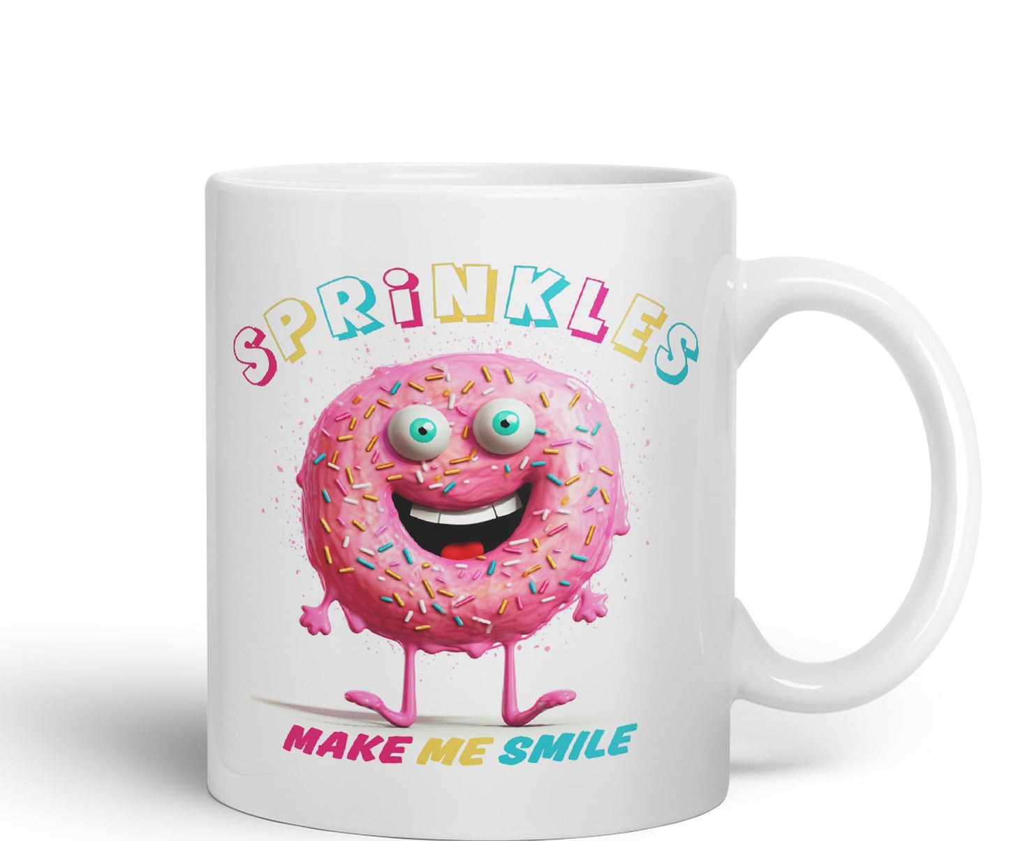 Sprinkles Make Me Smile Sweet Joke sarkasm Sarcastic Ceramic Coloured Mug Cup for Tea Coffee Hot Brew 330ml 11Oz Gift