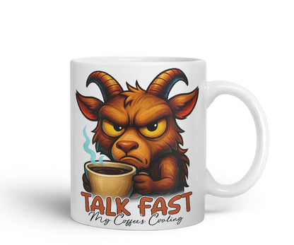 Vixar Talk Fast My Coffee's Cooling Funny Goat Coffee Mug – Coloured Ceramic Mug Cup Gift, 11oz (Black)