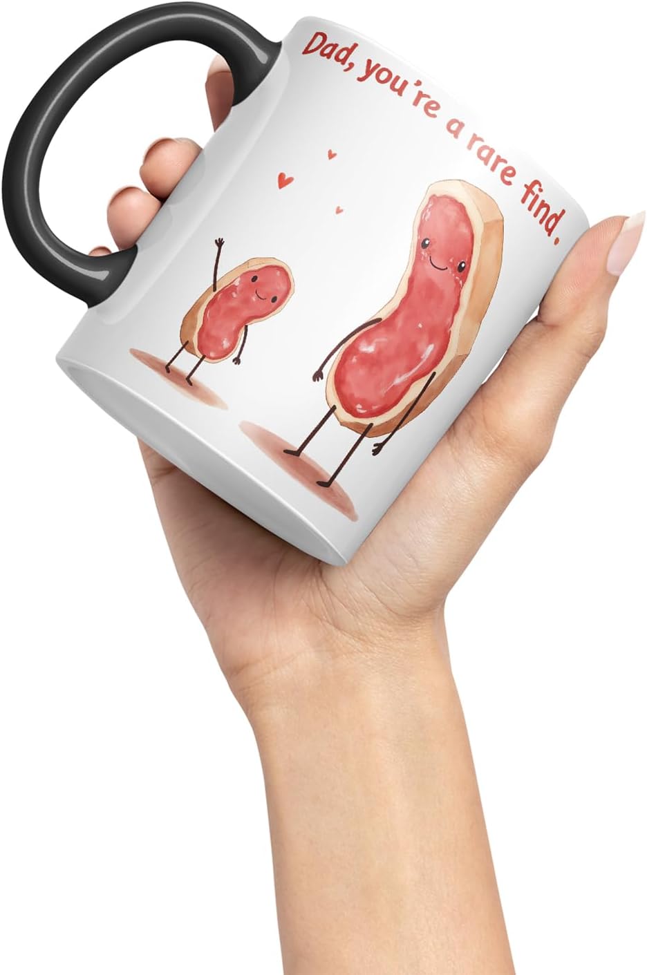 Vixar Dad You're A Rare Find Funny Peanut Father's Day Mug – Coloured Mug Cup Gift, 11oz (Black)