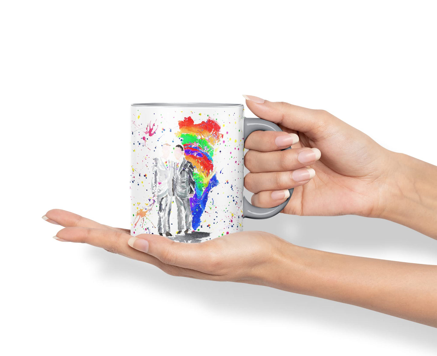 Vixar Wedding Mr and Mr Pride Gay Watercolour Art Coloured Mug Cup Gift Birthday Work Office Tea Coffee