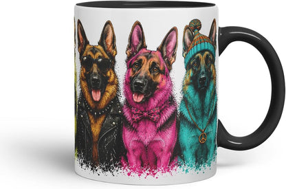 Vixar German Shepherd Dog Mug – Cute German Shepherd Coloured Ceramic Mug Cup Gift, 11oz (Black)