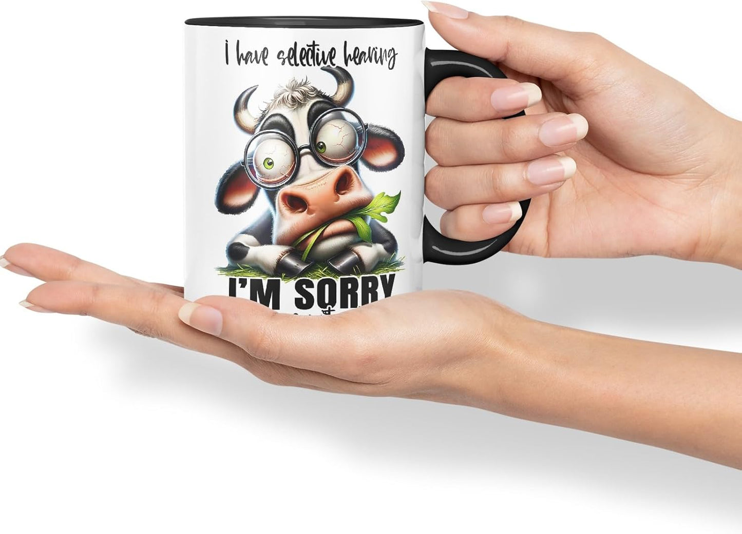 Vixar Mug with I Have Selective Hearing – I’m Sorry You were Not Selected Coloured Ceramic Mug Cup 11oz Funny Sarcastic Gift (Black)