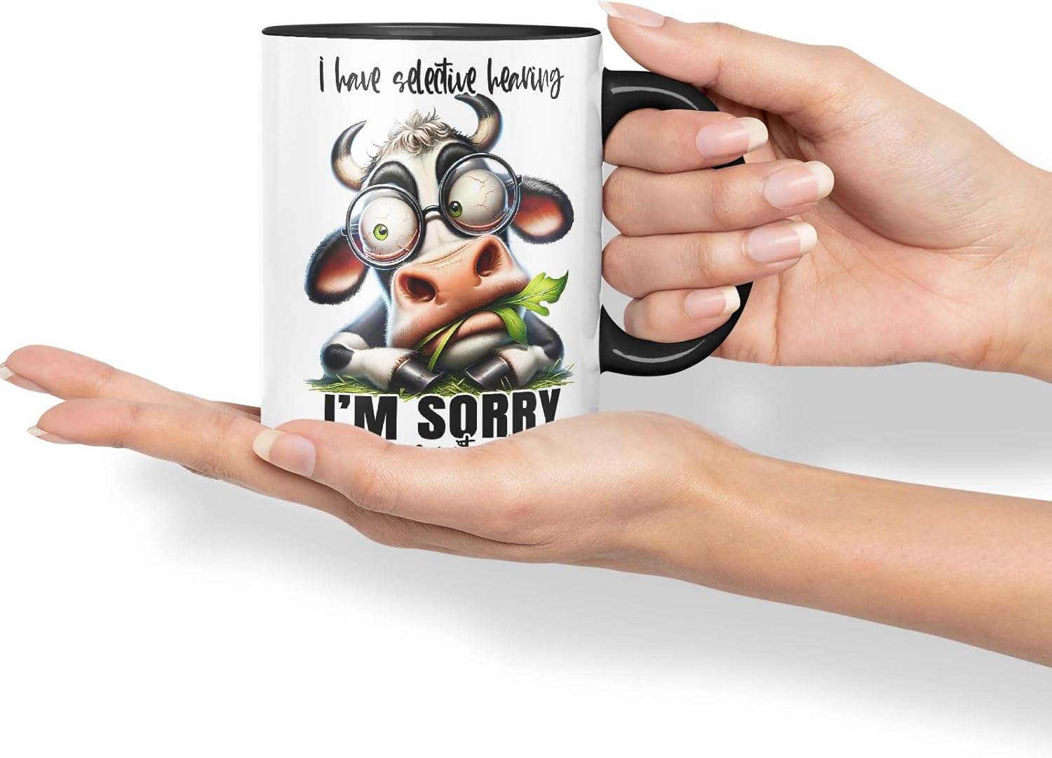 Vixar Mug with I Have Selective Hearing – I’m Sorry You were Not Selected Coloured Ceramic Mug Cup 11oz Funny Sarcastic Gift (Black)