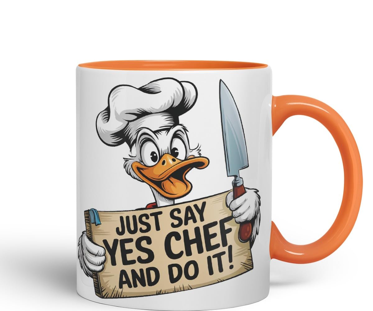 Vixar Just Say Yes Chef and Do It! – Coloured Ceramic Mug Cup Gift, 11oz (Black)