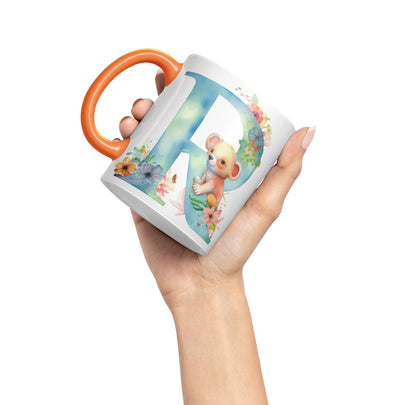 Letter R mug, Animals Alphabet Letter R Monogram animal for kids Ceramic Coloured Mug Cup for Tea Coffee Hot brew 330ml 11Oz Gift