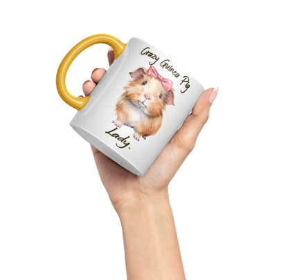 Crazy Guinea Pig Lady Joke sarkasm Sarcastic Ceramic Coloured Mug Cup for Tea Coffee Hot Brew 330ml 11Oz Gift