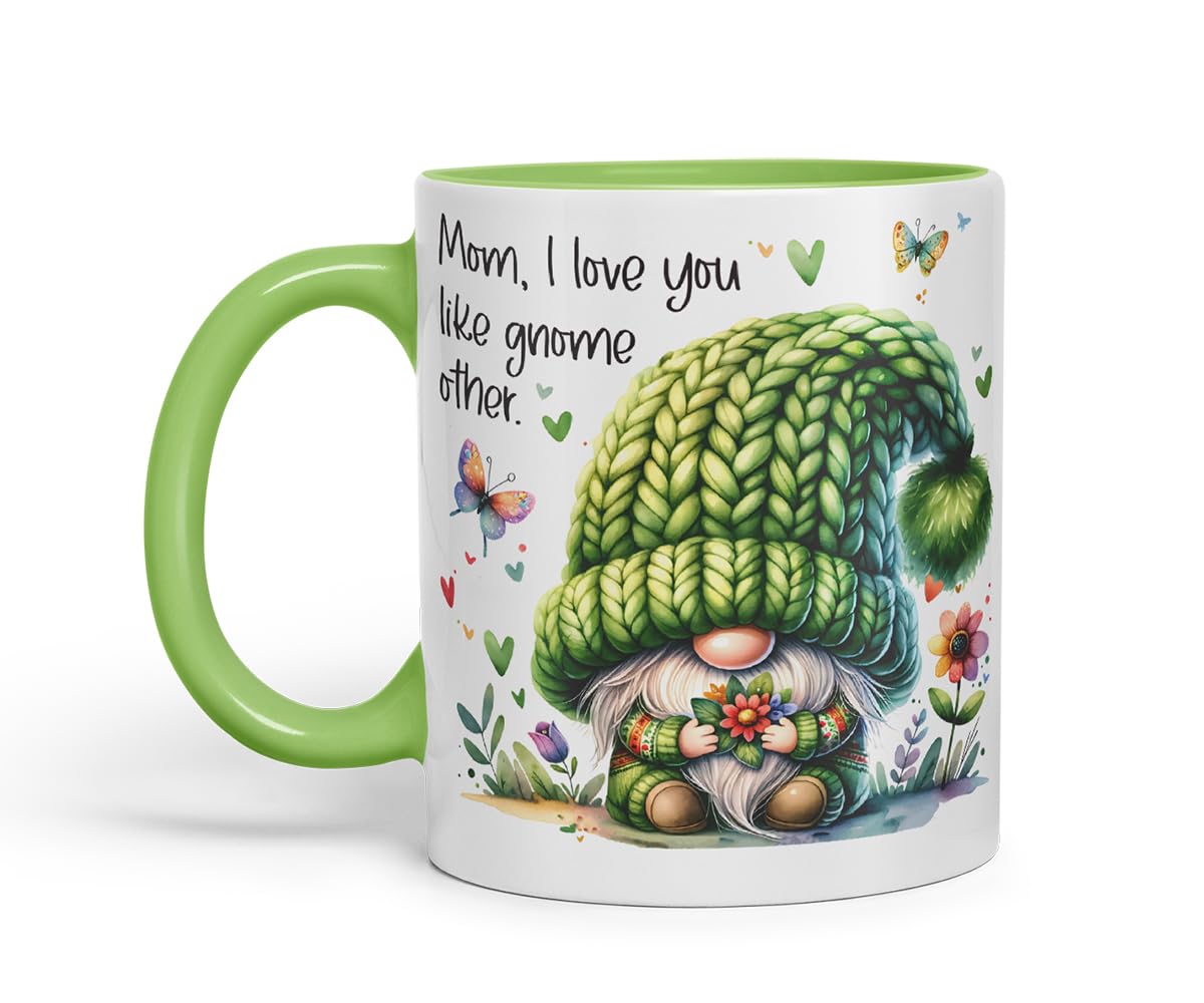 Vixar Mom I Love You Like Gnome Other Cute Gnome Mother Mum Mug – Coloured Ceramic Mug Cup Gift, 11oz (Black)