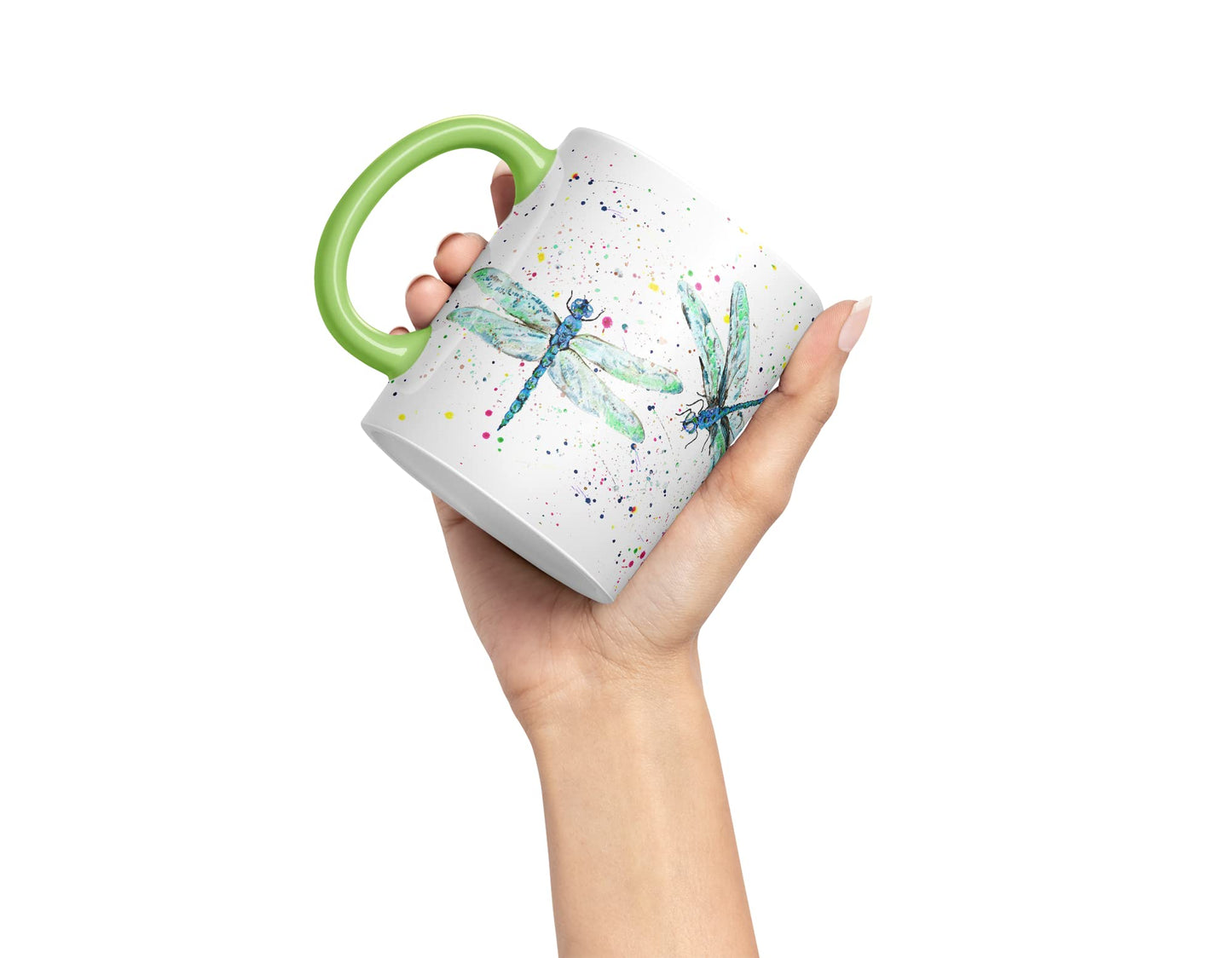 Vixar Dragonflies Dragonfly Insect Animals Watercolour Art Coloured Mug Cup Gift Birthday Work Office Tea Coffee