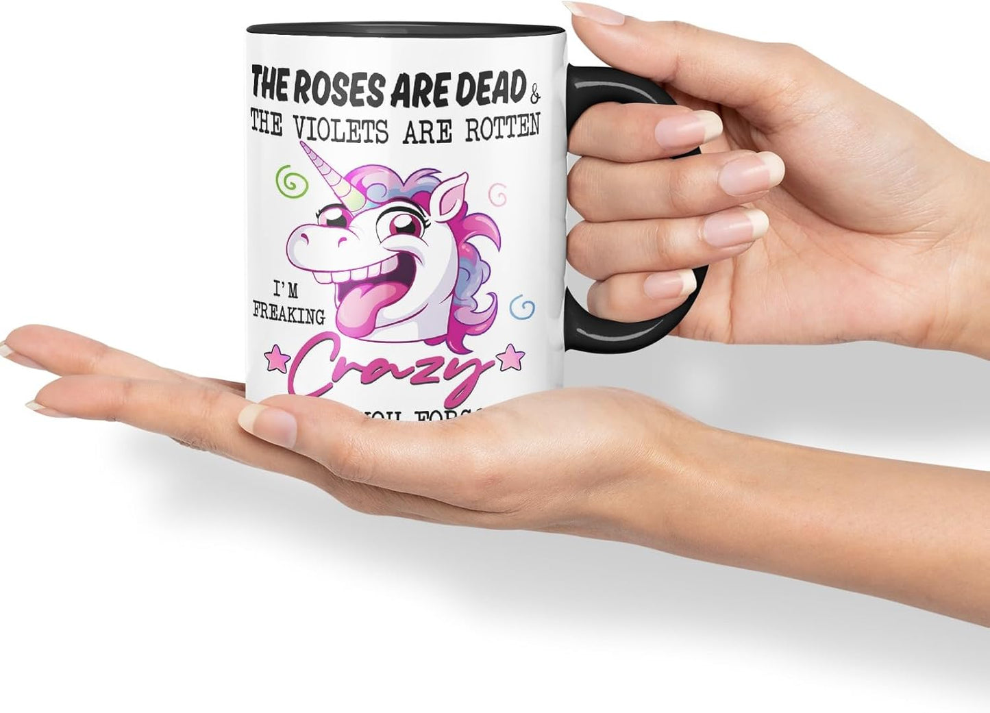 Vixar A Little Crazy but Worth It – Funny Unicorn Coloured Mug Cup 11oz (Black)
