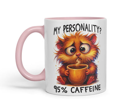 Vixar My Personality 95 Percent Caffeine Funny Cat Mug – Coloured Ceramic Mug Cup Gift, 11oz (Black)