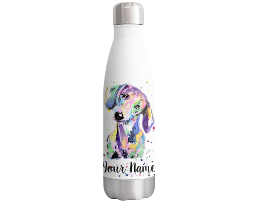 Dachshund Personalised Custom Bottle with Your Text/Name Sausage Dog Wiener pet Watercolour Animals Bottle Double Wall Insulated Stainless Steel Sport Drinks 500ml