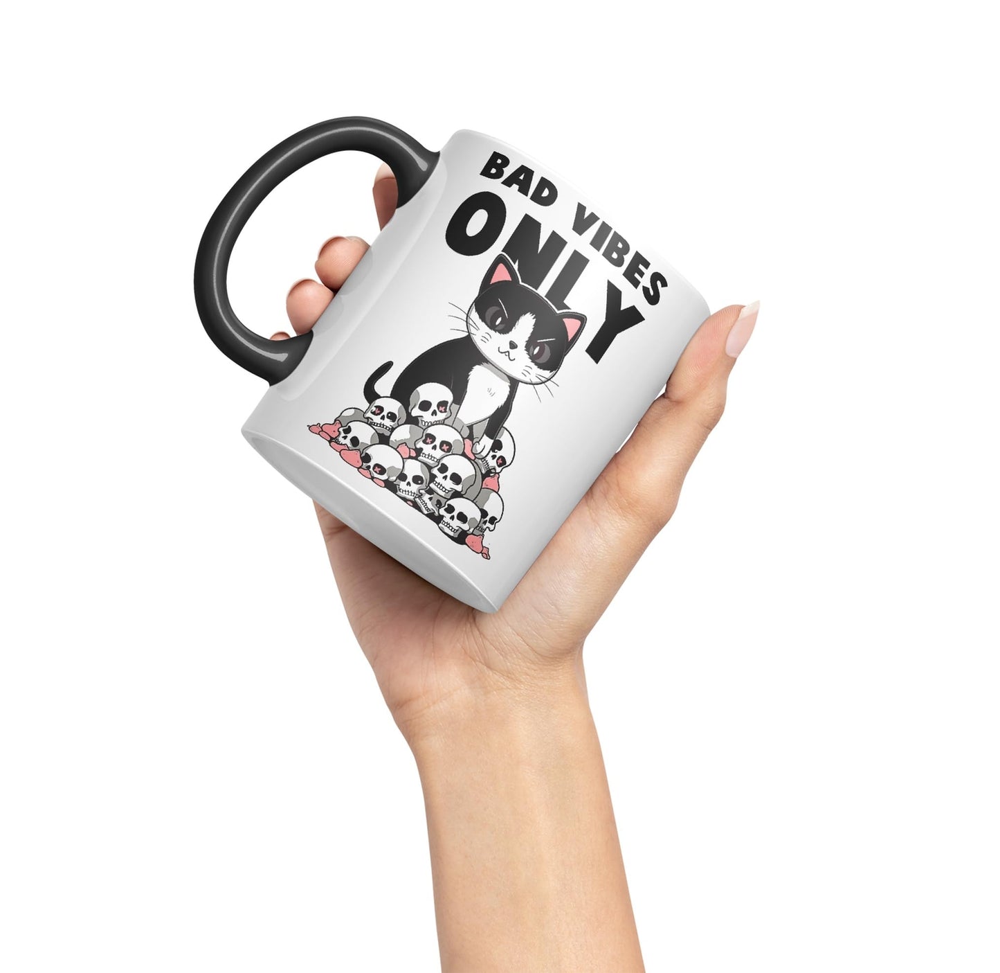 Bad Vibes Cats Sarcastic Joke Ceramic Coloured Mug Cup for Tea Coffee Hot Brew 330ml 11oz