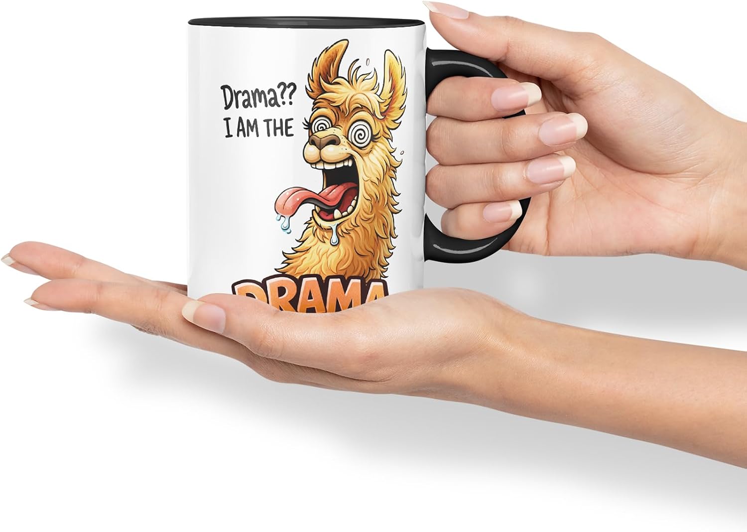 Vixar Drama I Am The Drama Llama Coloured Ceramic Mug Cup Gift, 11oz (Black)