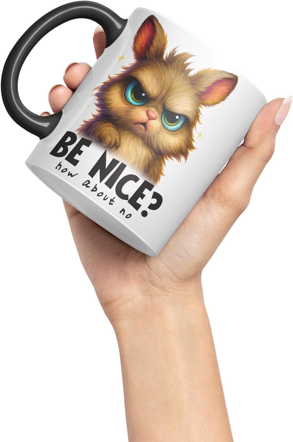 Vixar Be Nice How About No Funny Rabbit Bunny Mug – Coloured Ceramic Mug Cup Gift, 11oz (Black)