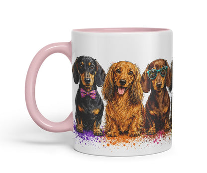 Vixar Dachshund Dog Mug – Cute Sausage Dog Coloured Ceramic Mug Cup Gift, 11oz (Black)