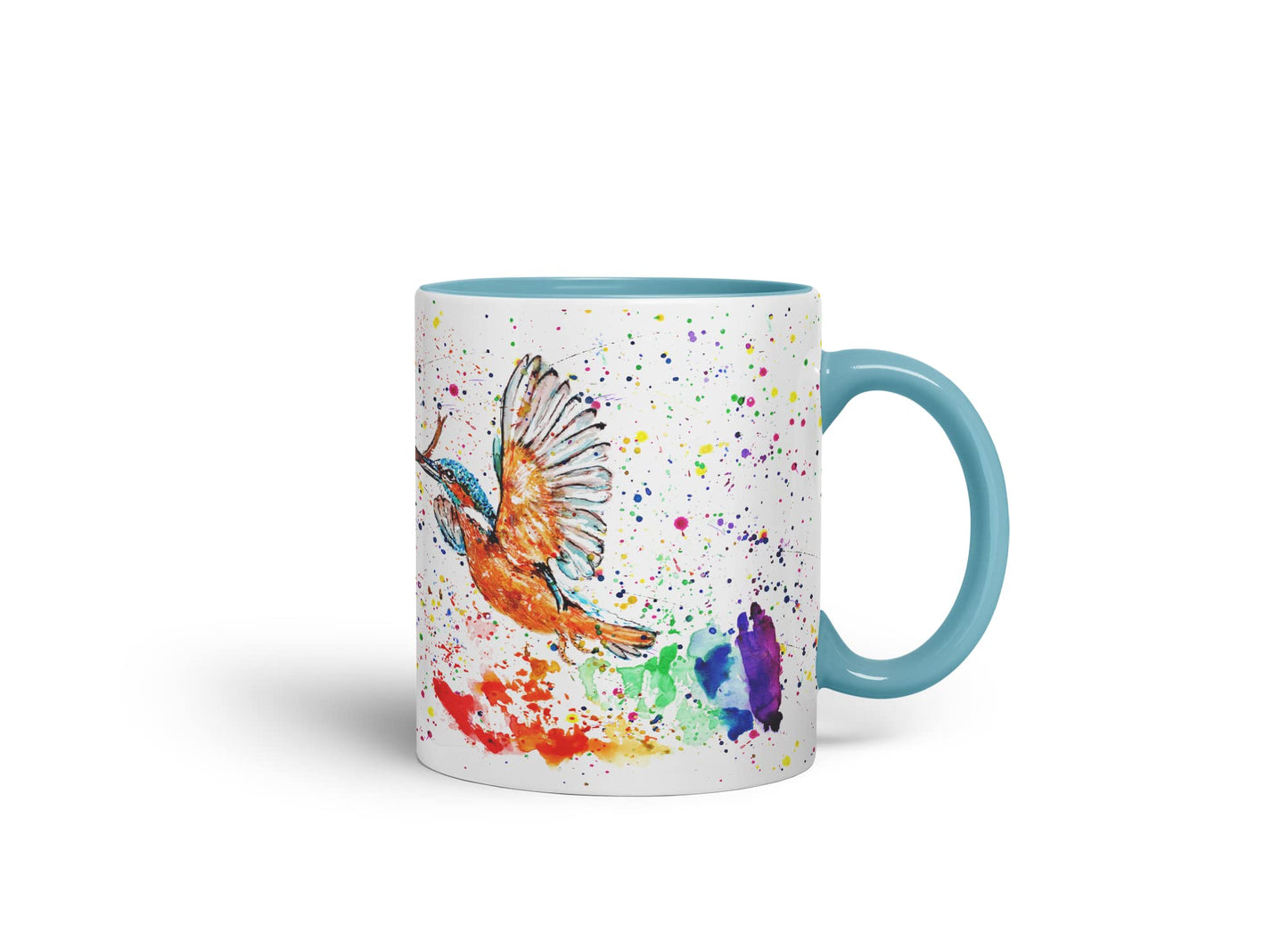 Vixar King Fisher Kingfisher Bird Animals Watercolour Art Coloured Mug Cup Gift Birthday Work Office Tea Coffee