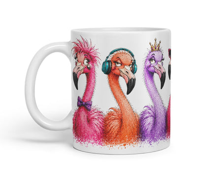 Vixar Flamingo Mug – Cute Flamingo Bird Coloured Ceramic Mug Cup Gift, 11oz (Black)