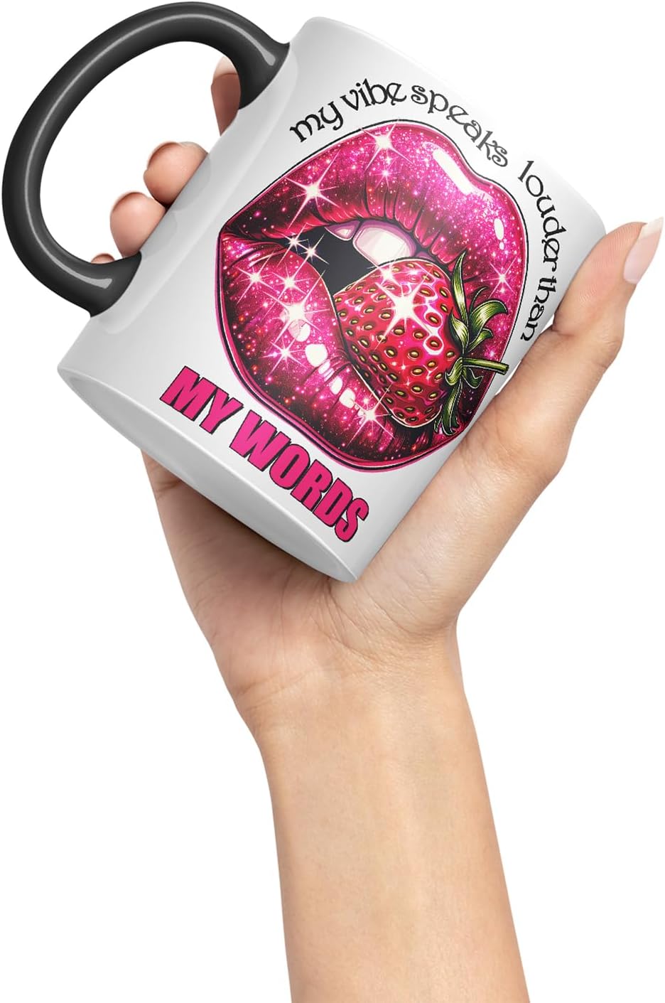 Vixar My Vibe Speaks Louder Mug – Coloured Ceramic Mug Cup Gift, 11oz (Black)