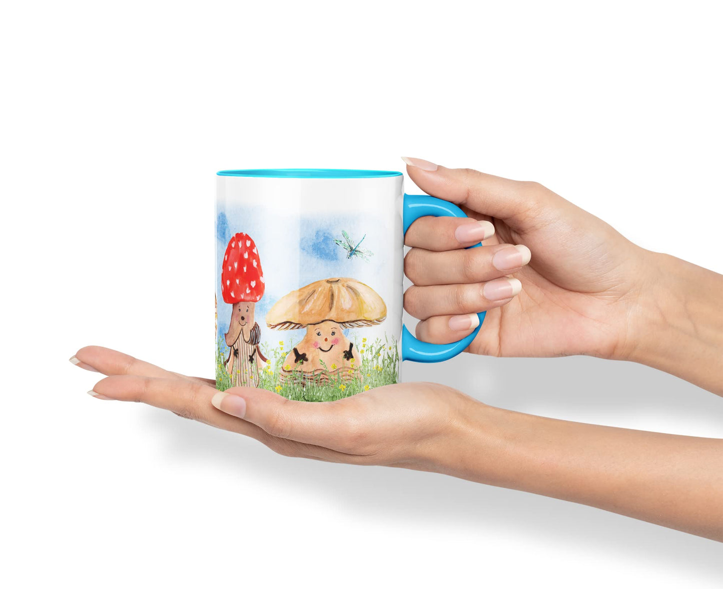 Vixar Mushrooms Red Wild Watercolour Art Coloured Mug Cup Gift Birthday Work Office Tea Coffee