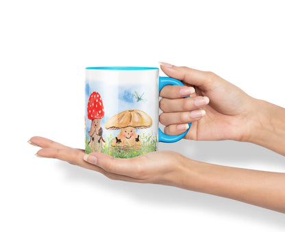 Vixar Mushrooms Red Wild Watercolour Art Coloured Mug Cup Gift Birthday Work Office Tea Coffee