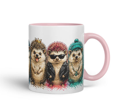 Vixar Hedgehog Mug – Cute Hedgehog Animal Coloured Ceramic Mug Cup Gift, 11oz (Black)