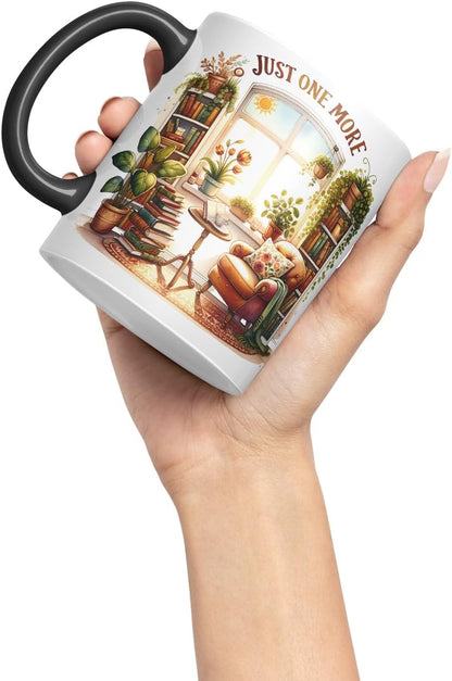 Vixar Just One More Coloured Mug Cup Cozy Reading Room Gift 11oz (Black)