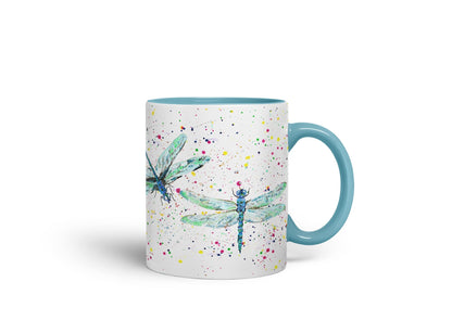 Vixar Dragonflies Dragonfly Insect Animals Watercolour Art Coloured Mug Cup Gift Birthday Work Office Tea Coffee
