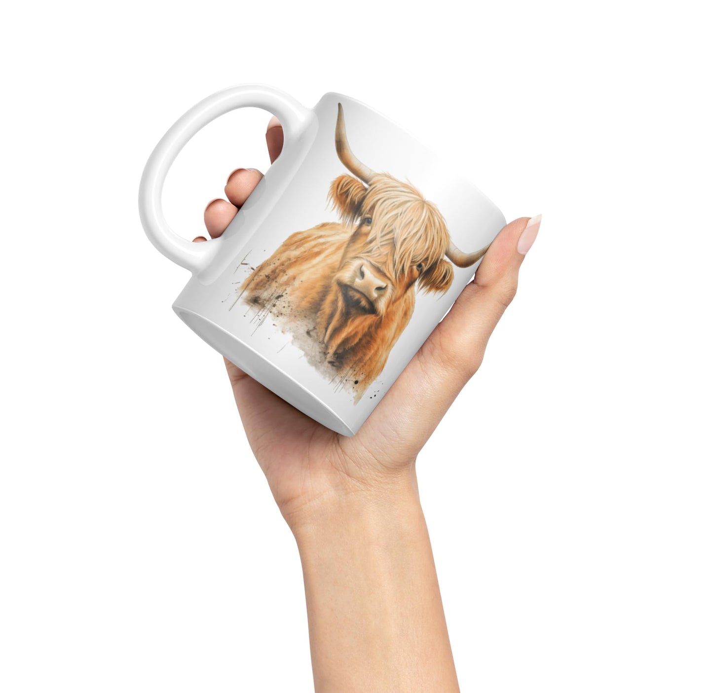 Vixar Highland Cow Scottish Farm Animals Watercolour Art Coloured 330 ml Mug Cup Gift Birthday Work Office Tea Coffee (hc5)